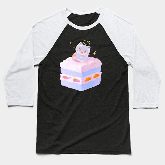 Kitty Cake Baseball T-Shirt by happyyu